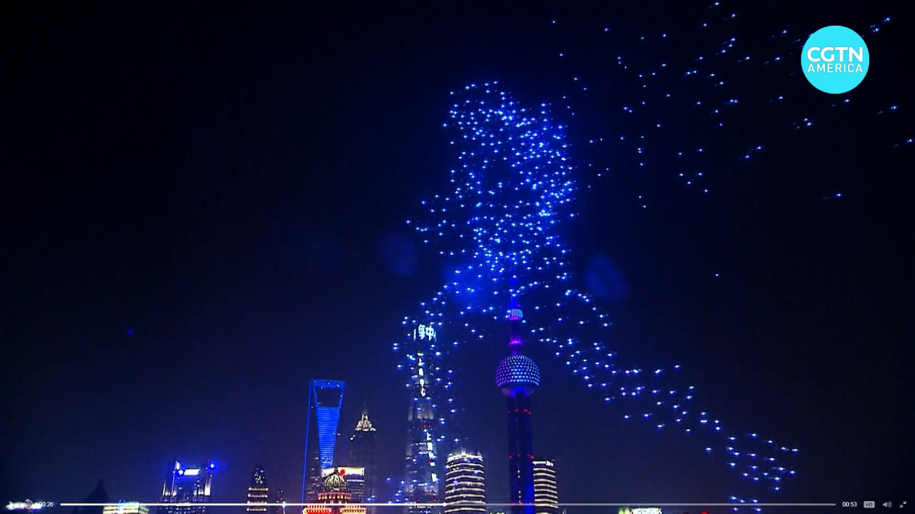 Fireworks drones shanghai cgtn flight replacing